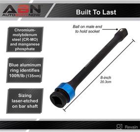 img 3 attached to 🔧 ABN 1/2in Drive 8in Long Torque Socket Extension Bar - 100 ft/lb CR-MO - Blue Aluminum Ring