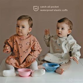 img 1 attached to Waterproof Long Sleeve Bib for Baby and Toddler Feeding - Mess-Proof with Catch-All Pocket and Art Smock - 6-24 Months