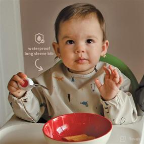 img 3 attached to Waterproof Long Sleeve Bib for Baby and Toddler Feeding - Mess-Proof with Catch-All Pocket and Art Smock - 6-24 Months