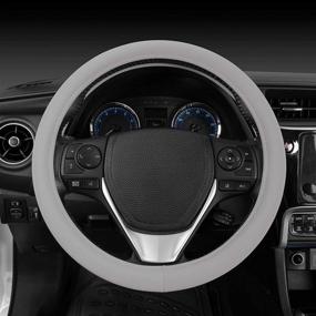 img 1 attached to Men's Ultra Soft Gray Steering Wheel Cover - Standard 15 inch Size, Comfy Grip Faux Leather Car Steering Wheel Cover for Truck, Van, SUV, and Auto - By Sharper Image