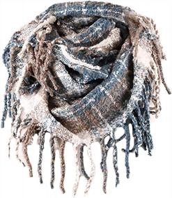 img 4 attached to Тепло и стильно: шарф Чалье для женщин с бесчисленными клетчатыми узорами и деталями кисточек для зимы и осени.