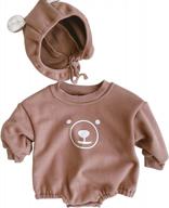 famuka unisex bear bodysuit sweatshirt romper for baby boys and girls with long sleeves logo