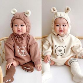 img 3 attached to Famuka Unisex Bear Bodysuit Sweatshirt Romper For Baby Boys And Girls With Long Sleeves