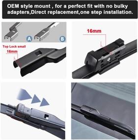 img 1 attached to 🚗 Original Equipment Replacement Wiper Blade Set for VW Jetta 2011-2019 Passat 2012-12.2014 CC 2013-2017 - 24"/19" (Set of 2) Top Lock 16mm