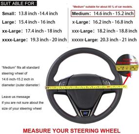 img 3 attached to 🚗 Universal Car Steering Wheel Cover - 15 Inch, Needle & Blue Thread, Anti-Slip Artificial Leather Wrap for Enhanced Automotive Interior Protection