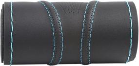 img 2 attached to 🚗 Universal Car Steering Wheel Cover - 15 Inch, Needle & Blue Thread, Anti-Slip Artificial Leather Wrap for Enhanced Automotive Interior Protection