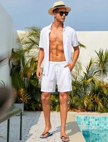 img 2 attached to Men'S Stylish Flower Button Down Hawaiian Shirt & Shorts Set - EISHOPEER Casual Short Sleeve Suits