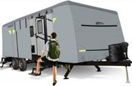 premium water-repellent travel trailer cover for 24'-27'ft rvs with reflective panels, air vent system, and multiple zippered panels for effortless access логотип