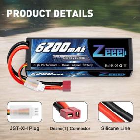 img 2 attached to Батарея Zeee 6200 мАч 2S RC Lipo с разъемом 60C и Deans: идеально подходит для радиоуправляемых транспортных средств, автомобилей, грузовиков и лодок!