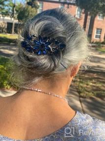 img 5 attached to Luxury Rhinestone Hair Barrette Clip By Sankuwen Flower - Deep Blue, Style C - Jewelry Design