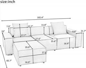 img 3 attached to P PURLOVE 2 Pieces Modern Sectional Sofa, L Shaped Sofa Couch With Removable Ottomans And 2 Comfortable Pillows For Living Room, Bedroom