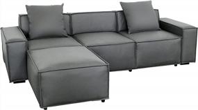 img 1 attached to P PURLOVE 2 Pieces Modern Sectional Sofa, L Shaped Sofa Couch With Removable Ottomans And 2 Comfortable Pillows For Living Room, Bedroom