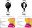 2-pack heavy-duty retractable badge reel clips with clear hard plastic id holders for horizontal name cards and id badges by teskyer logo