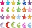 beadthoven 400pcs colorful chunky acrylic star moon starfish charm pendants mixed transparent opaque plastic dangle charm beads for diy necklace keychain jewelry making accessories kids girl logo