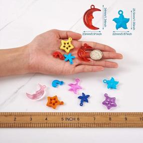 img 2 attached to Beadthoven 400Pcs Colorful Chunky Acrylic Star Moon Starfish Charm Pendants Mixed Transparent Opaque Plastic Dangle Charm Beads For DIY Necklace Keychain Jewelry Making Accessories Kids Girl