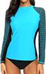 charmleaks women's long sleeve upf 50 sun protection striped rashguard swim shirt logo
