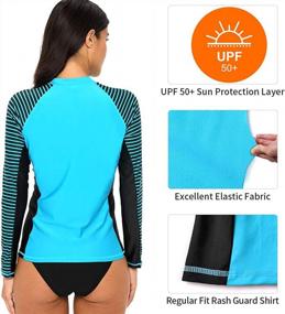 img 1 attached to CharmLeaks Женская рубашка с длинным рукавом UPF 50 с защитой от солнца в полоску Rashguard Swim Shirt