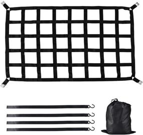 img 3 attached to 🚚 66&#34; x 50&#34; Heavy Duty Cargo Net for Pickup Trucks with Cam Buckles &amp; S-Hooks by SKYTOU