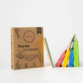 img 4 attached to ARYA Pop-Up Eco Sponges 24 Pack: Natural Cellulose, Compostable & Biodegradable, Non-Scratch Cleaning for Kitchen & Bathroom, Plastic-Free Solution