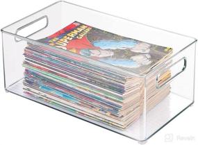 img 2 attached to 📦 mDesign Clear Deep Plastic Storage Organizer Bin - Ideal for Game and Comic Cabinet Organization in Playroom, Closet, or Shelves - Holds Tablets, Video Games, DVDs, Controllers