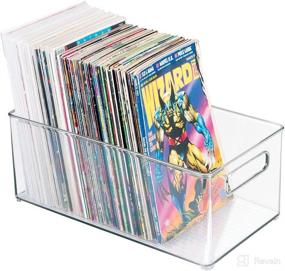 img 4 attached to 📦 mDesign Clear Deep Plastic Storage Organizer Bin - Ideal for Game and Comic Cabinet Organization in Playroom, Closet, or Shelves - Holds Tablets, Video Games, DVDs, Controllers