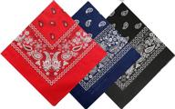 cd, 3-pack of 100% cotton headbands for men and women, 22” x 22”, with bonus bandanas logo