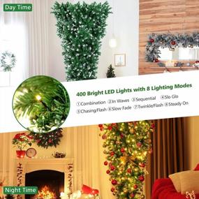 img 2 attached to Goplus 7.5Ft Pre-Lit Inverted Christmas Tree - 1100 Snowy Branch Tips, 400 Warm LED Lights, 8 Lighting Modes, Metal Stand - Perfect For Indoor Home Office Party Decor