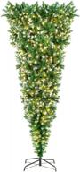 перевернутая рождественская елка goplus 7.5ft с предварительно освещенной подсветкой - 1100 снежных веток, 400 теплых светодиодных ламп, 8 режимов освещения, металлическая подставка - идеально подходит для домашнего декора вечеринки в офисе логотип