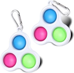 img 4 attached to 2 Pack Metal Fidget Popper Toy - Mini Keychain Silicone Stress Relief For Kids & Adults | SCIONE