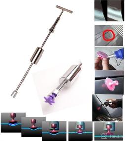 img 2 attached to 🛠️ HiYi Auto Body Dent Removal Tools - 2 in 1 T-bar Glue Dent Puller with Red T Hand Puller and 24 Different Size Tabs, Car Repair Tools