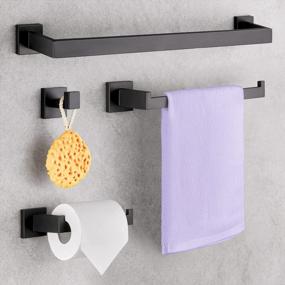 img 4 attached to Upgrade Your Bathroom With Hoomtaook'S 4-Piece Rustproof Stainless Steel Accessory Set In Matte Black