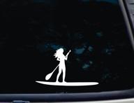 🏄 cmi231 stand up paddleboard w chick - 8x4.75-inch die cut vinyl window decal for cars, trucks, tool boxes, laptops, macbook - suitable for hard, smooth surfaces - white vinyl логотип