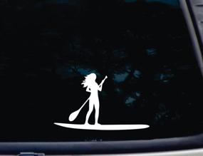 img 1 attached to 🏄 CMI231 Stand Up Paddleboard w Chick - 8x4.75-Inch Die Cut Vinyl Window Decal for Cars, Trucks, Tool Boxes, Laptops, MacBook - Suitable for Hard, Smooth Surfaces - White Vinyl