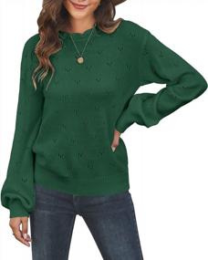 img 4 attached to Nulibenna Women'S Eyelet Lantern Sleeve Sweater With Ruffle Crew Neck And Keyhole Pullover - Trendy Casual Loose Knit Top