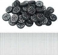 pack of 100 eudax plastic wheels (30mm x 9mm) with 2mm shaft, and 100mm stem axle rods - ideal for diy toy, rc car, truck, boat, helicopter, and model parts logo