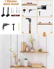 img 2 attached to Set Of 6 Solid Steel Floating Shelf Brackets With Screws, Wall Plugs, And Level - Hidden Supports For Wooden Floating Shelves - Ideal For DIY Home Decor Projects