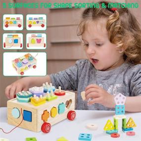 img 2 attached to 🎨 Colorful Shape Sorter Learning Toys for Toddlers | Montessori Wooden Stacking Blocks | Educational Activity Cube for 2-3 Year Olds 18M+ | Preschool Learning & Education Toys | Great Baby Boy Girl Gift