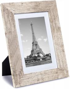 img 3 attached to Set Of 6 Upsimples Distressed Burlywood Picture Frames With Real Glass - Display 4X6 Photos With Mat Or 5X7 Photos Without Mat - Wall Or Tabletop Collage For Multi Photo Display