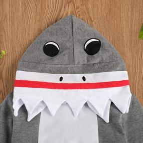 img 2 attached to Newborn Baby Boys Girls Cute Cartoon Shark Long Sleeve Zipper Hooded Romper Jumpsuit Top Outfit Clothes