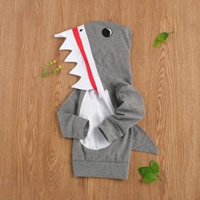 img 3 attached to Newborn Baby Boys Girls Cute Cartoon Shark Long Sleeve Zipper Hooded Romper Jumpsuit Top Outfit Clothes