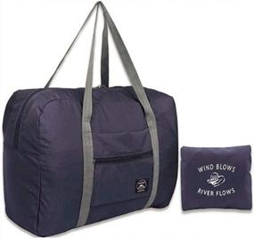 img 4 attached to Foldable Travel Duffle Bag Lightweight Waterproof Luggage Dark Blue For Trips