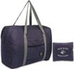 foldable travel duffle bag lightweight waterproof luggage dark blue for trips logo