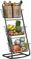 3 tier market basket stand: howdia fruit baskets with 🍎 removable baskets - efficient kitchen organizer for pantry, bathroom, and kitchen storage логотип