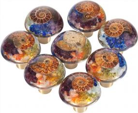 img 1 attached to Enhance Your Home Decor With Mookaitedecor'S 7 Chakra Drawer Knobs: Set Of 2 Ammonite Fossil Resin Crystal Stone Pulls With Screws For Dressers, Cupboards, Kitchens, And Wardrobes.