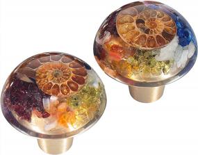 img 4 attached to Enhance Your Home Decor With Mookaitedecor'S 7 Chakra Drawer Knobs: Set Of 2 Ammonite Fossil Resin Crystal Stone Pulls With Screws For Dressers, Cupboards, Kitchens, And Wardrobes.