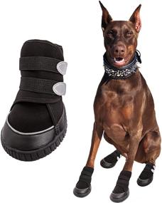 img 4 attached to Adorepaw Large Dog Shoes - Reflective Straps, Winter Dog Boots & Paw Protectors with Nonslip Sole