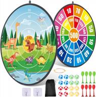 dart board for kids, 28" large double sided dart game with 16 sticky balls and 8 darts, indoor/sport outdoor party game toys, birthday gifts for 3 4 5 6 7 8 9 10 11 12 year old boys girls logo