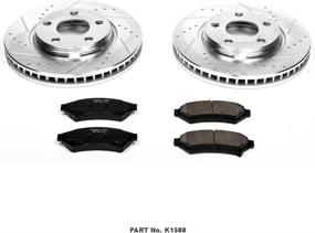 img 2 attached to Enhanced Performance Kit: Power Stop K1588 Front Z23 Carbon Fiber Brake Pads with Drilled & Slotted Brake Rotors