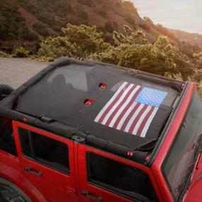 img 3 attached to Верх бикини Voodonala Flag Red Mesh Sun Shade для Jeep Wrangler JK JKU 4 Door 2007-2019 - Улучшите стиль своего Jeep JK и защиту от солнца