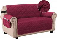 thick velvet loveseat cover - non-slip furniture protector for dogs | h.versailtex | fits up to 54" sitting width | washable | burgundy logo